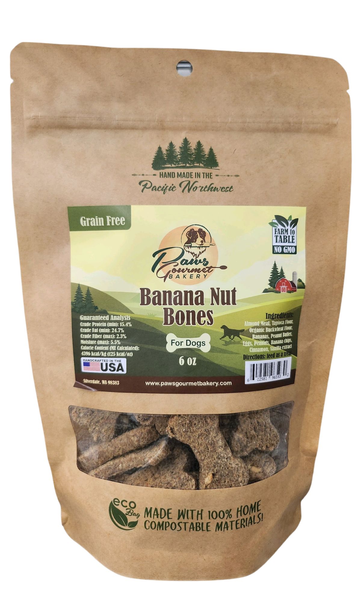 Banana Nut Bones (Grain Free) 6 oz